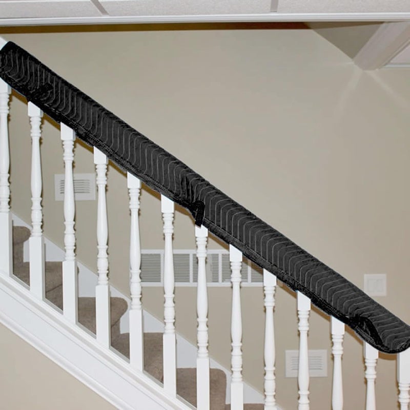US Cargo Control Quilted Banister Cover 72" x 13", Quilted Railing Cover with Hook and Loop Straps, Padded Cotton/Polyester Quilted Furniture Pad for Moving, Reusable Banister Wrap